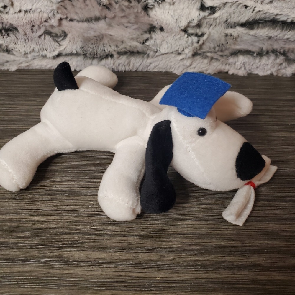 Carlton Card's Graduation Black & White Dog Mini Plush w/ Diploma and Cap 6.5"